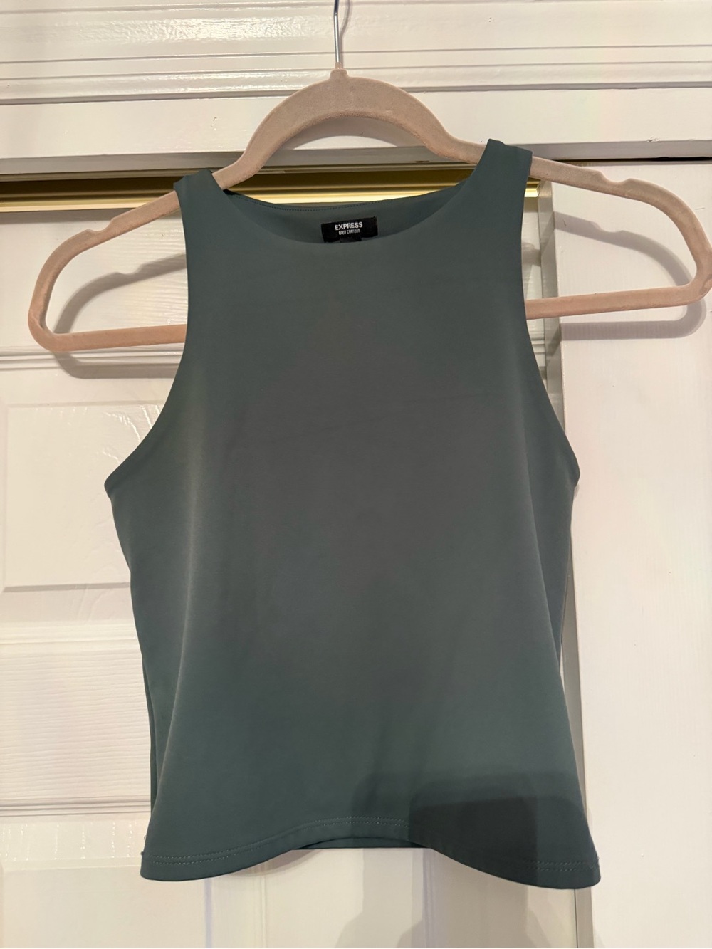 Express Green High Neck Cropped Tank Top